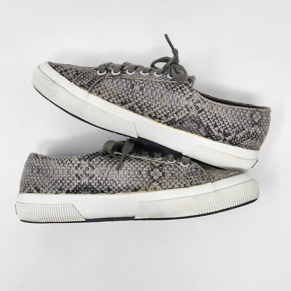 Superga Grey Snakeskin lace-up low-top sneakers 2750 Cot Snake. EU40=US9 - Picture 6 of 9